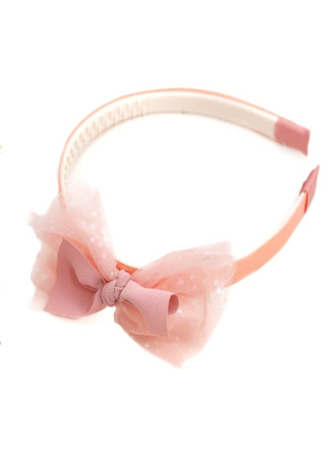 Yellow Bee Set of 3 Bow Embellished Hair Band for Girls - Peach - Image 4