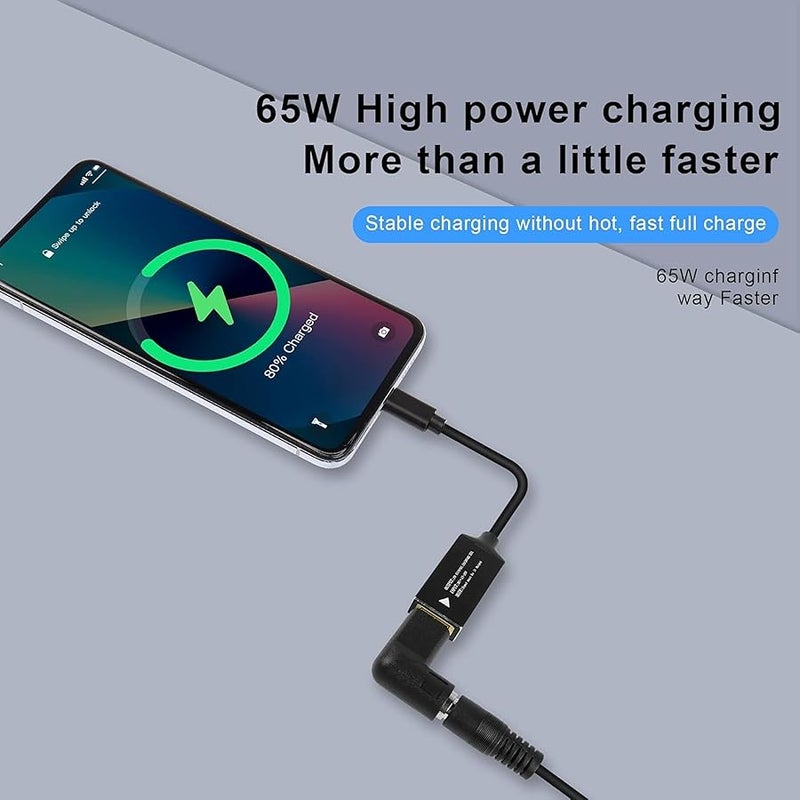 PD65W L-en-ov-o Square Mouth to USB-C Charging Cable L-en-ov-o Square Mouth to Type-C Charger Power Adapter Cable for Laptops,Mobile Phones,Tablets, Rechargeables(7Inch) (LX) - Image 5