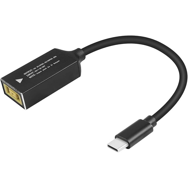 PD65W L-en-ov-o Square Mouth to USB-C Charging Cable L-en-ov-o Square Mouth to Type-C Charger Power Adapter Cable for Laptops,Mobile Phones,Tablets, Rechargeables(7Inch) (LX) - Image 1