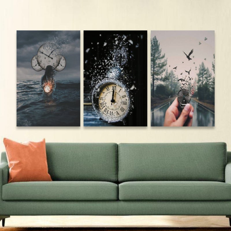 Marktna Three luxurious modern-designed canvas prints with a hollow frame, measuring (150×70), three pieces - Image 1