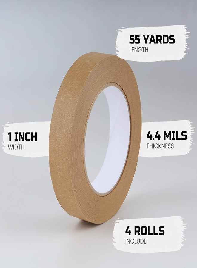 Lichamp 4 Pack Brown Painters Tape 1 inch, Brown Masking Tape 1 inch x 55 Yards x 4 Rolls (220 Total Yards) - Image 2