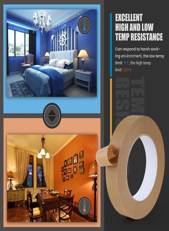 Lichamp 4 Pack Brown Painters Tape 1 inch, Brown Masking Tape 1 inch x 55 Yards x 4 Rolls (220 Total Yards) - Image 4