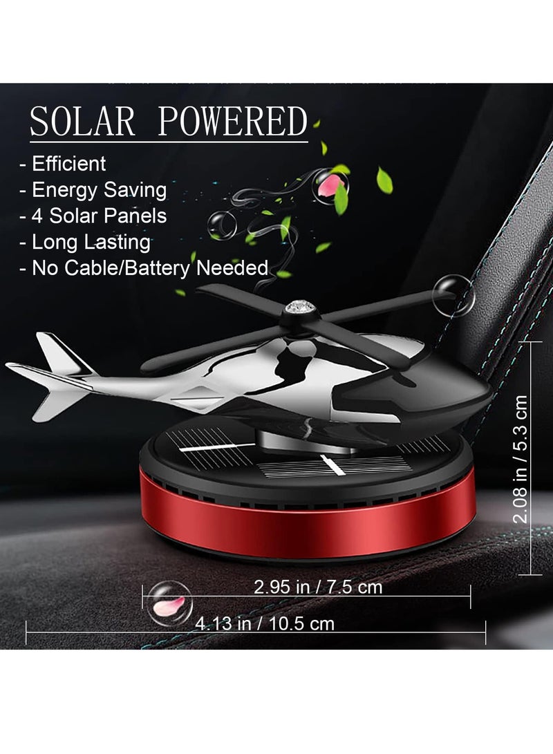 ELTRAZONE Solar Powered Rotating Helicopter Shape Car Air Purifier - Eco-Friendly, Stylish Air Freshener and Interior Decoration for Home  Car, Aromatherapy Diffuser, Red - Image 2
