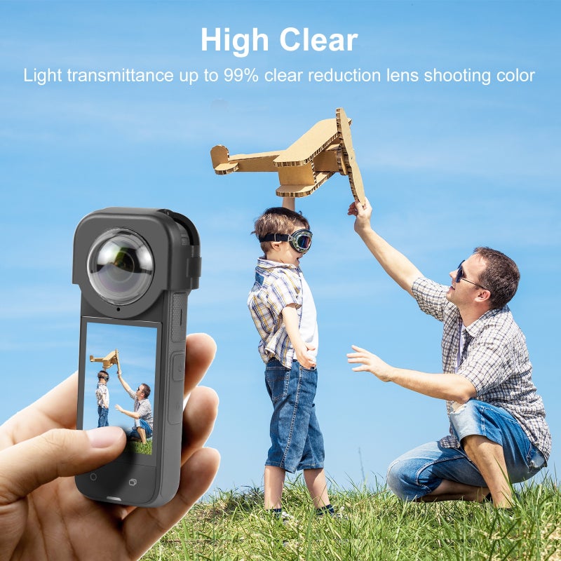 غط عدسة كاميرا بانوراما PU975 غطاء واقي شفاف للعدسة متوافق مع ملحقات كاميرا Insta360 X4 - Image 2