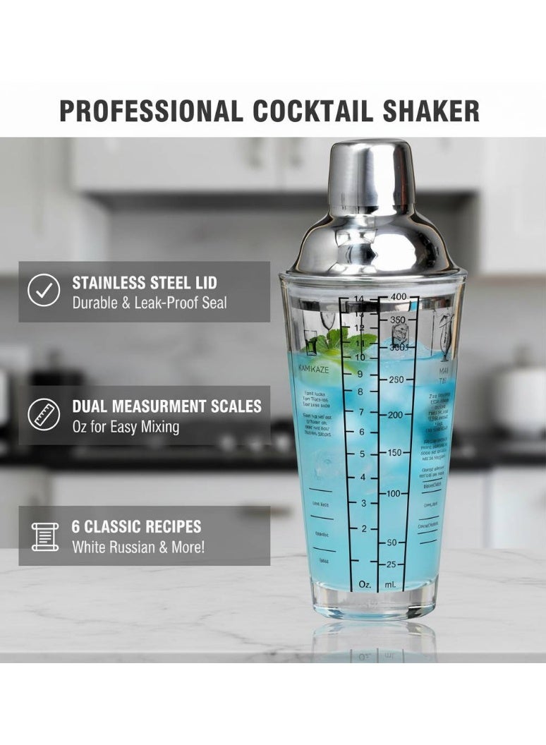 السعي للأفضل 4 جهاز كمبيوتر شخصي كوكتيل شاكر مجموعة مع بنيت في مصفاة 304 الفولاذ المقاوم للصدأ خلط المشروبات مع مقياس سميكة اليد القهوة الشاي شاكر كوب أداة الخلط المهنية - Image 2