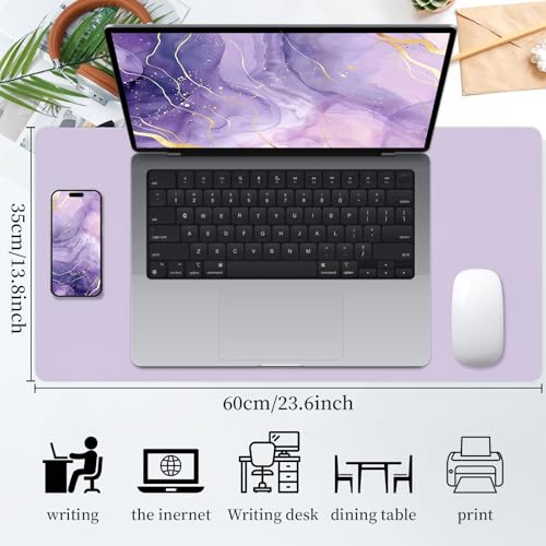 Bloss Purple Leather Desk Mat for Desktop,Desk Protector Pad Mats,Large Gaming Mouse Pad,Dual-Side Office Desks Mats for Keyboard and Mouse, Writing Pad for Office/Home.23.6"x 13.8" - Image 2