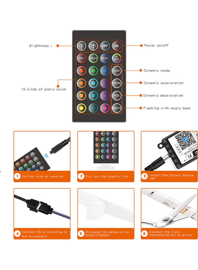 إسكدنيا حبل إضاءة LED ذكي بإضاءة متعدد الألوان RGB أسود 16.5 x 6 x 16.5سم - Image 2