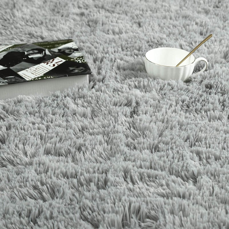 ISEAU Fluffy Runner Rug for Bedroom Plush Area Rugs  Shag Carpet with Rubber Backing Non Slip  Comfy Nursery Rug Bedside Rug for Kids Boys Room Home Decor  2ft x 6ft  Grey - Image 4
