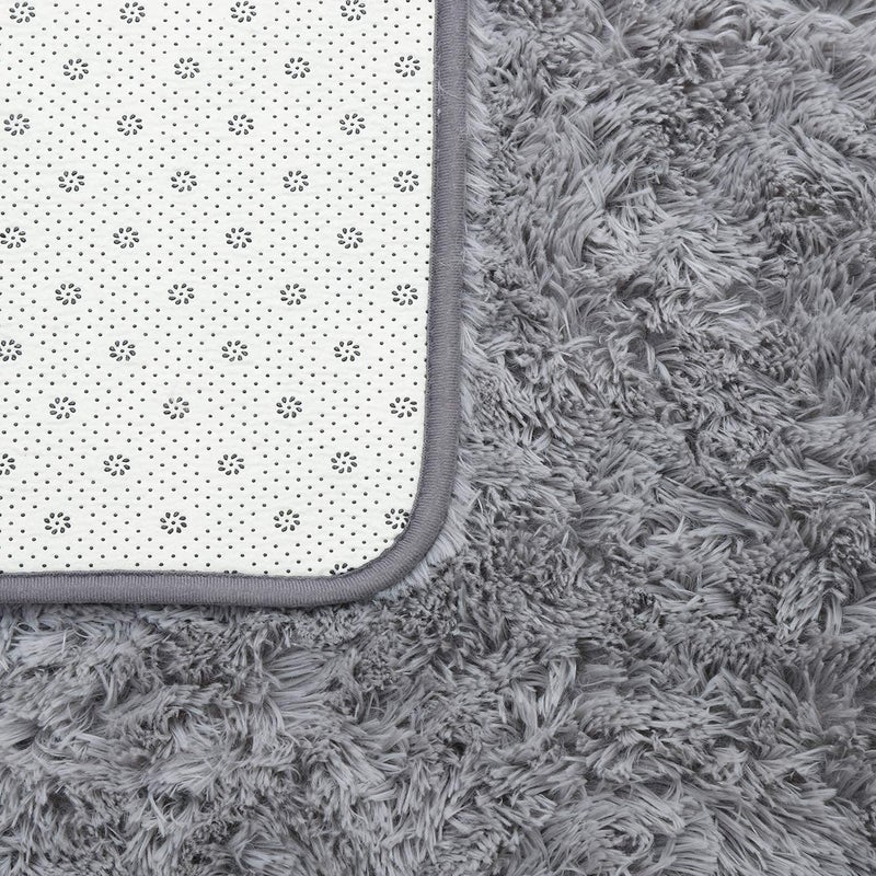 ISEAU Fluffy Runner Rug for Bedroom Plush Area Rugs  Shag Carpet with Rubber Backing Non Slip  Comfy Nursery Rug Bedside Rug for Kids Boys Room Home Decor  2ft x 6ft  Grey - Image 3