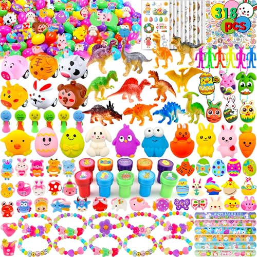 Phaorui 318 pcs Filled Easter Eggs 100 pack prefilled Easter Eggs Bulk wtih 218 Toys inside Small Toys for Easter Egg Easter Basket Stuffers Hunt Party Favors for Kids Toddlers Boys Girls - Image 1