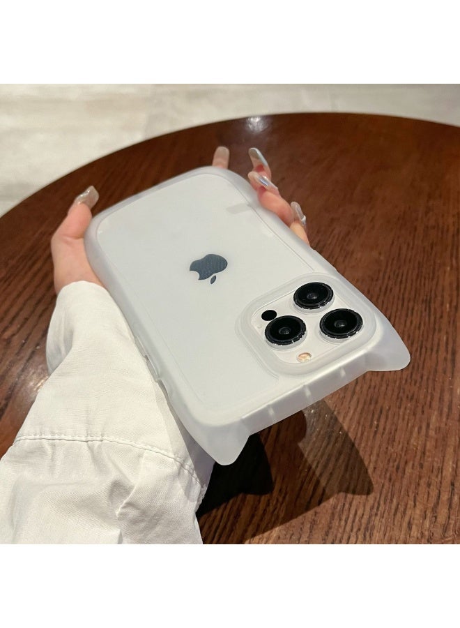 NIBEMINENT Cat Ears Protective TPU Case Cover For iPhone 16 Pro Max, Transparent - Image 1