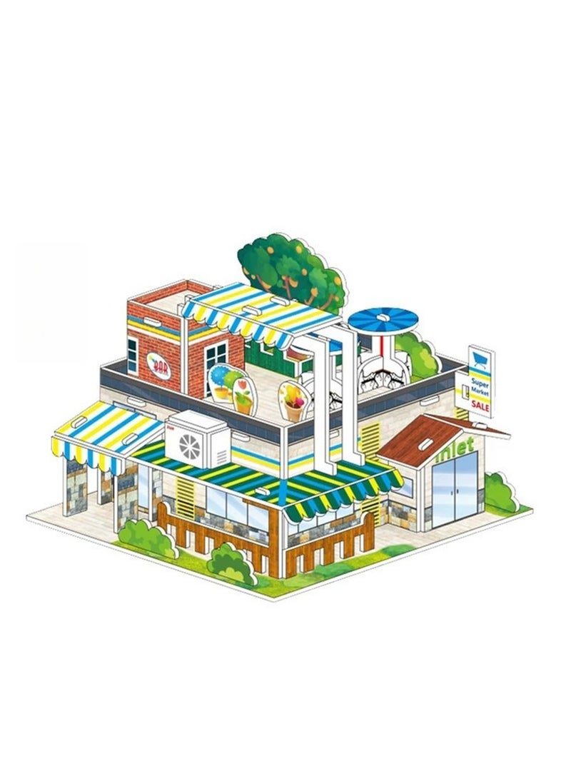 Yegni 4Pcs Children's Parent-child Toy Building House Handmade Educational 3D Puzzle Paper Model Gift Assembly Interactive Parent-child Toy - Image 2