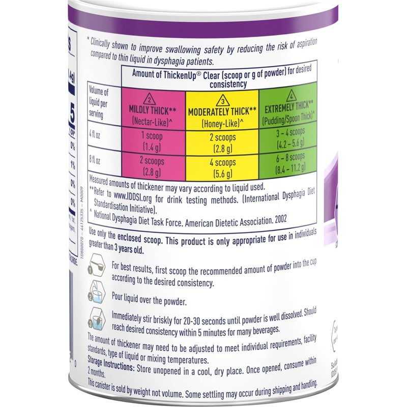 Nestle Thicken Up Clear Instant Food Drink Thickener Tasteless Odorless Thickener for Liquids For Dysphagia Patients Unflavored 44 Ounce Pack of 1 - Image 2