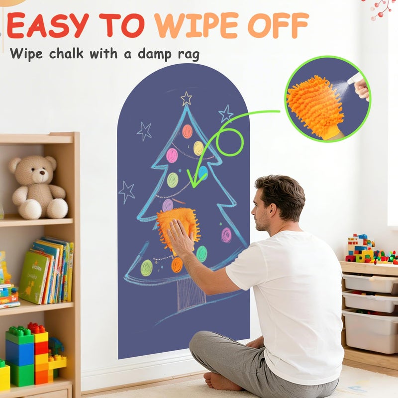 OMKSIH Arch Magnetic Wall Decal 39.3x17.5 Inch Magnetic Chalk Board Sticker Magnet Chalkboard for Wall Peel and Stick Self Adhesive Blackboard Multifunctional for Playroom Home Office - Image 4