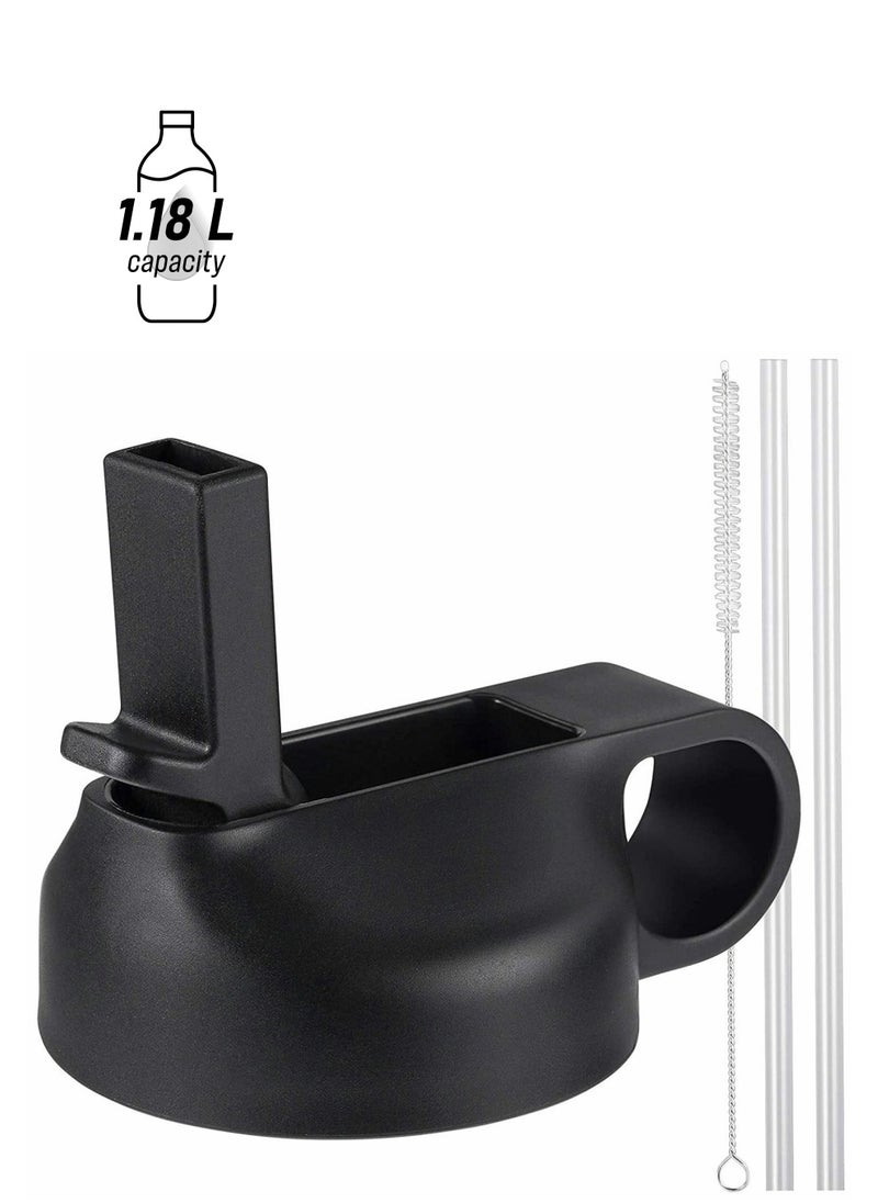 NIBEMINENT Lid Suitable For Hydro Flask,Straw Cap Wide-Mouth Water Bottle 18 32 40 Ounces (About 1.18 Liters) Wide Mouth, Straw Top Replacement (With 2 Straws And 1 Brush)  - Image 1