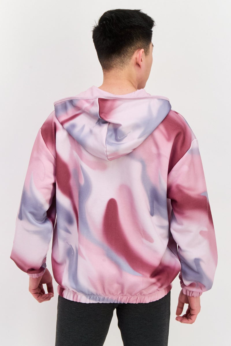 Asos Design Men Long Sleeve Tie Dye Print Hoodies, Pink - Image 2