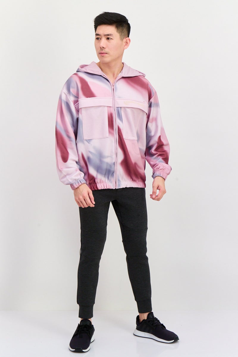 Asos Design Men Long Sleeve Tie Dye Print Hoodies, Pink - Image 4