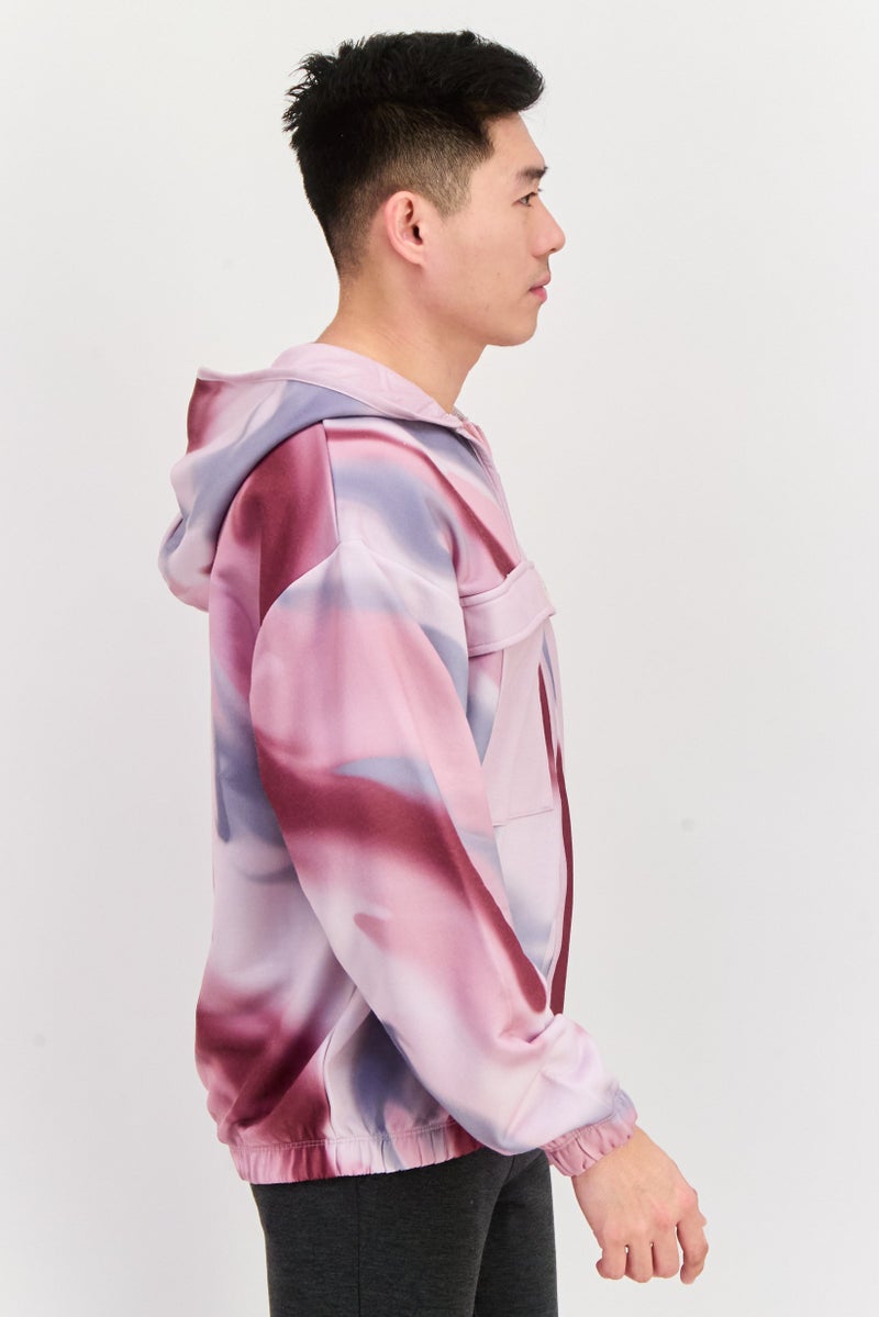 Asos Design Men Long Sleeve Tie Dye Print Hoodies, Pink - Image 3