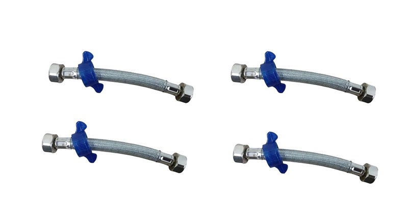 LUVBATH FITTING 6 Inch 304 Stainless Steel Connection Pipe | Pack of 4 | Rust-Free, Leakproof Flexible Hose Pipes for Geyser, Toilet, Basin & Sink, Hot Cold Mixer Faucets | Silver | 6 Inch (15 cm) - Image 1