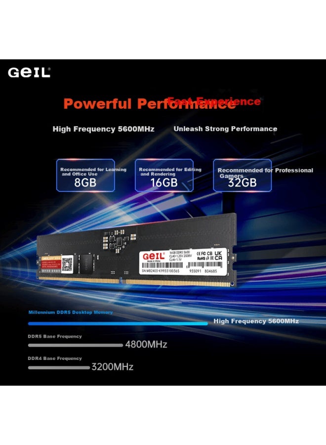 Geil, Jinbang, 16gb Ddr5-4800, Desktop Computer Memory Module, Millennium Series, Low Voltage, Brand Computer Expansion Storage Bar - Image 3
