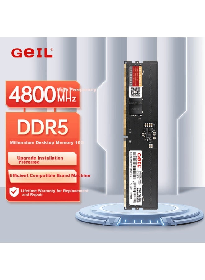 Geil, Jinbang, 16gb Ddr5-4800, Desktop Computer Memory Module, Millennium Series, Low Voltage, Brand Computer Expansion Storage Bar - Image 1