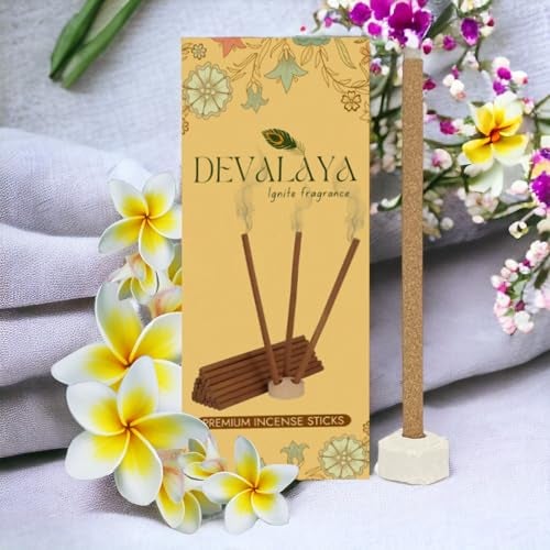 Devalaya Mystic Champa Dhoop Sticks (20 Sticks, Pack of 1), Bambooless Incense Sticks, Agarbatti for Pooja, 100% Charcoal-Free,4-inch Length, 25-Minute Burn Time with Ceramic Strand - Image 1