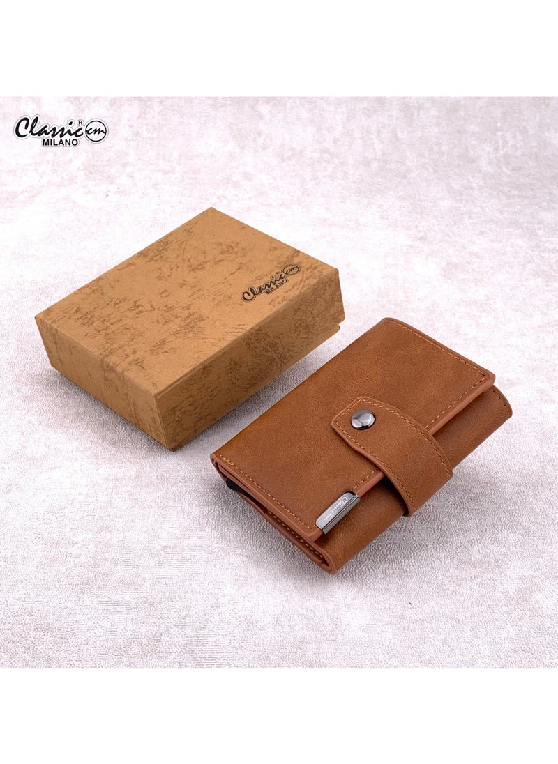 Classic Milano Classic Milano Faux Leather RFID Blocking Pop Up Wallet for Men and Women - Automatic Card Holder Wallet with Pop-up Design - Secure, Compact Credit Card Holder for Men - Stylish Wallet for Men & Women’s RFID Card Wallet  - Image 1