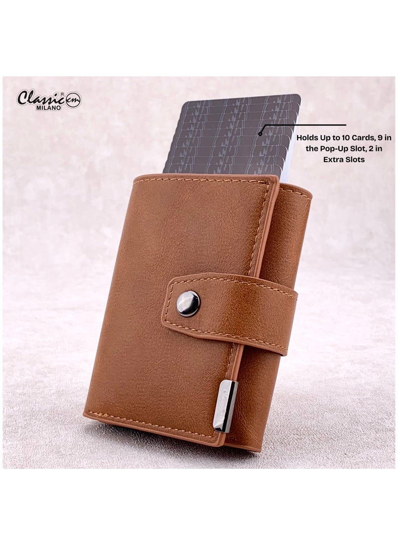 Classic Milano Classic Milano Faux Leather RFID Blocking Pop Up Wallet for Men and Women - Automatic Card Holder Wallet with Pop-up Design - Secure, Compact Credit Card Holder for Men - Stylish Wallet for Men & Women’s RFID Card Wallet  - Image 2