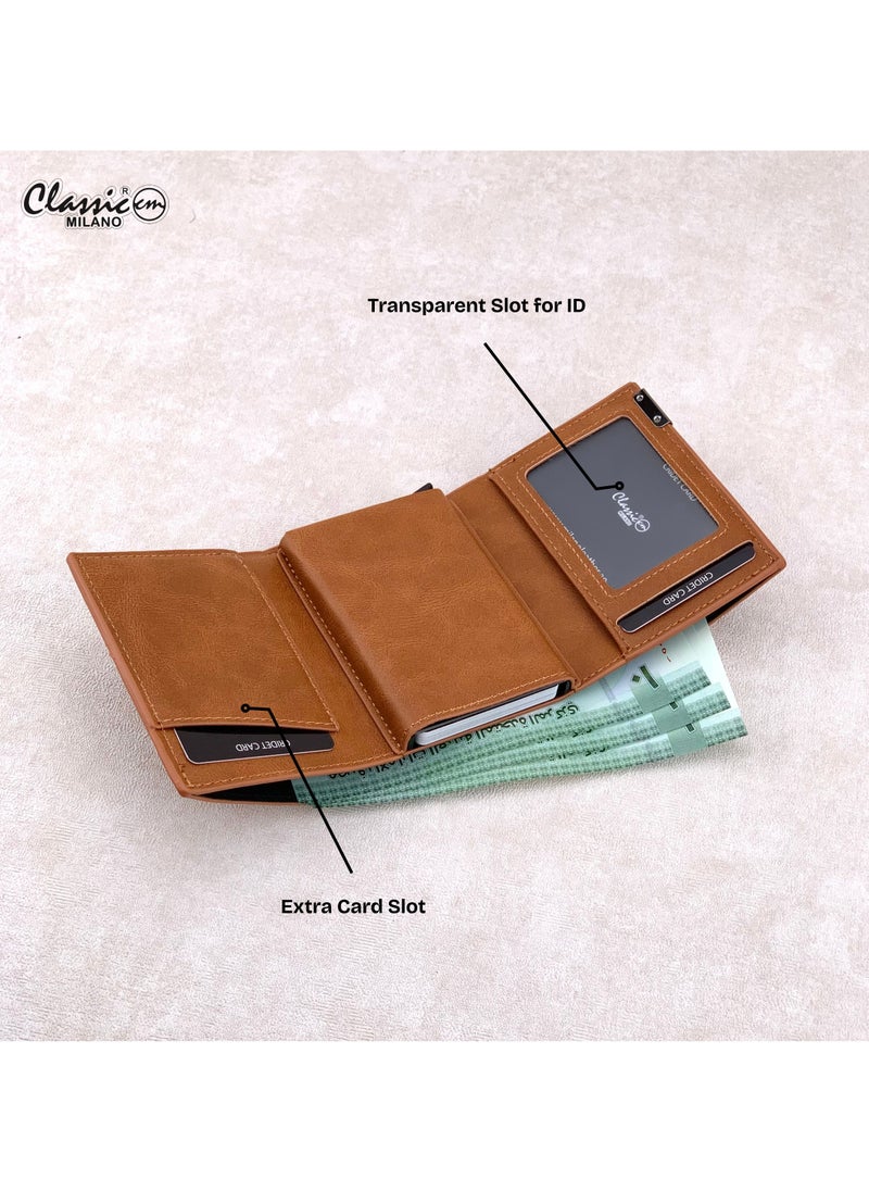 Classic Milano Classic Milano Faux Leather RFID Blocking Pop Up Wallet for Men and Women - Automatic Card Holder Wallet with Pop-up Design - Secure, Compact Credit Card Holder for Men - Stylish Wallet for Men & Women’s RFID Card Wallet  - Image 4