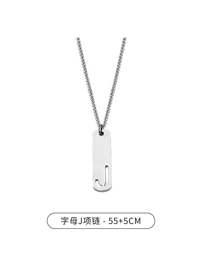 Generic - Titanium Steel Letter Pendant Necklace for Men Letter J Necklace -- 60cm - Image 1