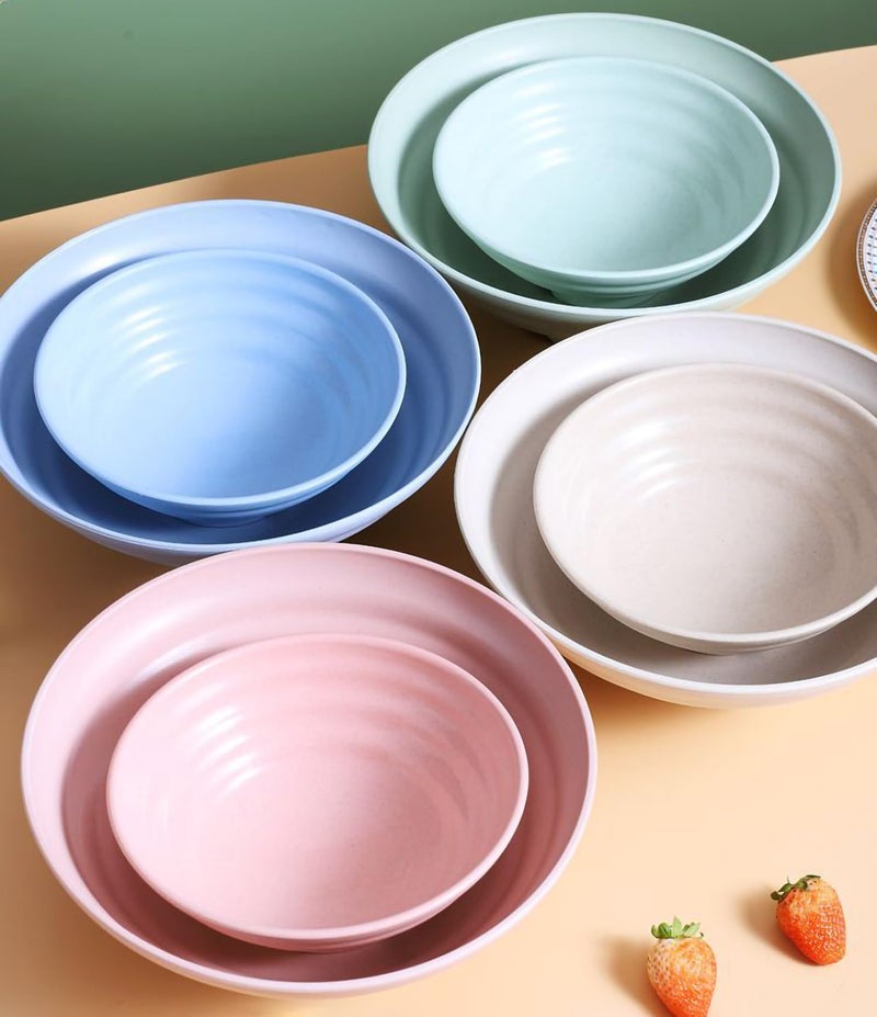 P-PLUS INTERNATIONAL Wheat Straw Large Capacity Soup Bowls Unbreakable Serving Bowl Microwave & Dishwasher Safe Bowl Alternative for Plastic Bowls for Kitchen (1900ml, Green, Set of 6) - Image 4