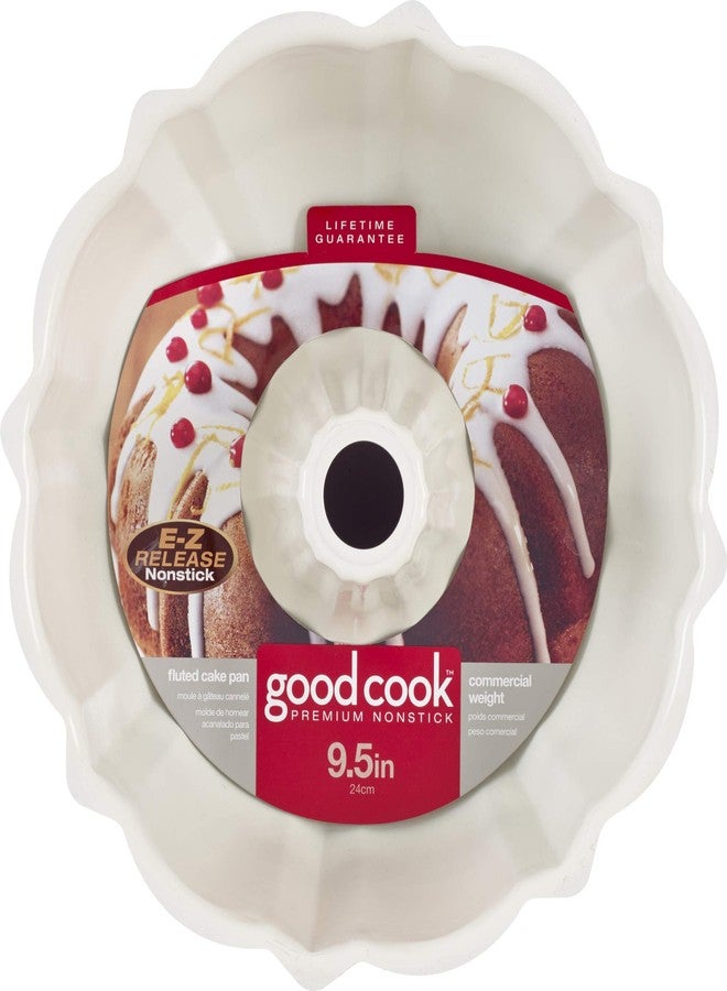 GoodCook Everyday Nonstick Steel Fluted Tube Pan , 9.5", White and Red - Image 1