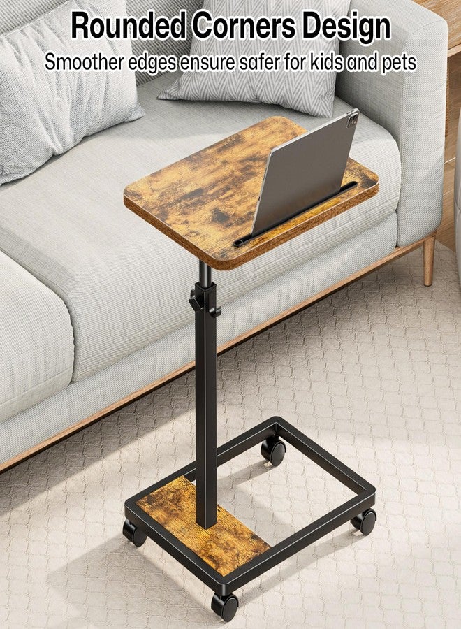 MOFAIN Adjustable TV Tray Table - 360° Rotating C Shaped End Side Table Sofa Couch Bed Table with Wheels for Eating Living Room Laptop - Image 4