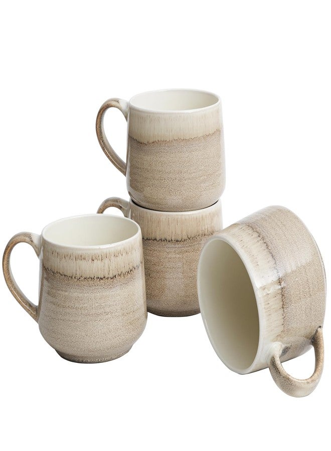 Bosmarlin Ceramic Coffee Mug Set of 4, 18 Oz, Coffee Cups with Big Handle, Microwave and Dishwasher Safe (Brown Grey) - Image 1