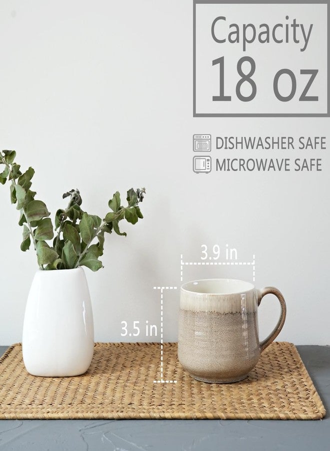 Bosmarlin Ceramic Coffee Mug Set of 4, 18 Oz, Coffee Cups with Big Handle, Microwave and Dishwasher Safe (Brown Grey) - Image 2