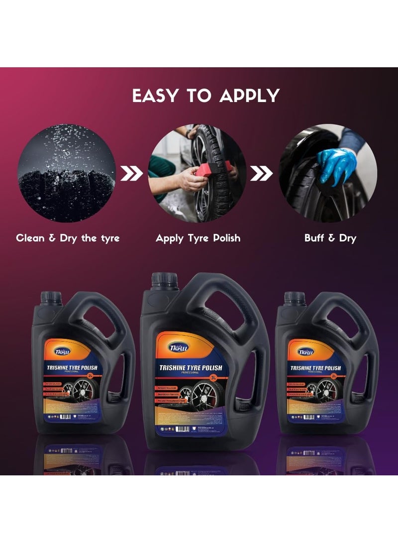 Thrill Professional Super Shiny Tyre Polish 3L - Long-Lasting Gloss & Protection - Image 2