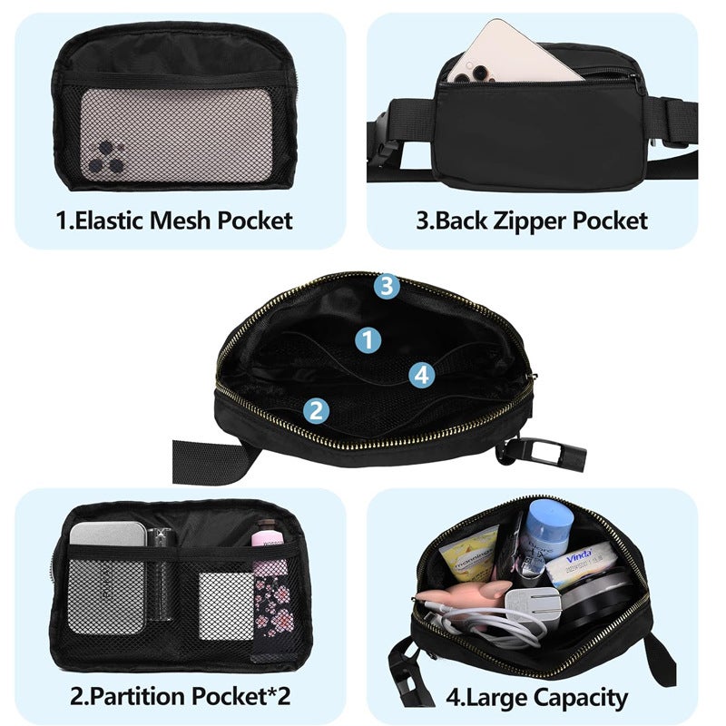 Outdoor Sports Crossbody Bag Mobile Phone Bag Nylon Running Fitness Bag Ready-Made Lulu Same Style Waist Bag - Image 5