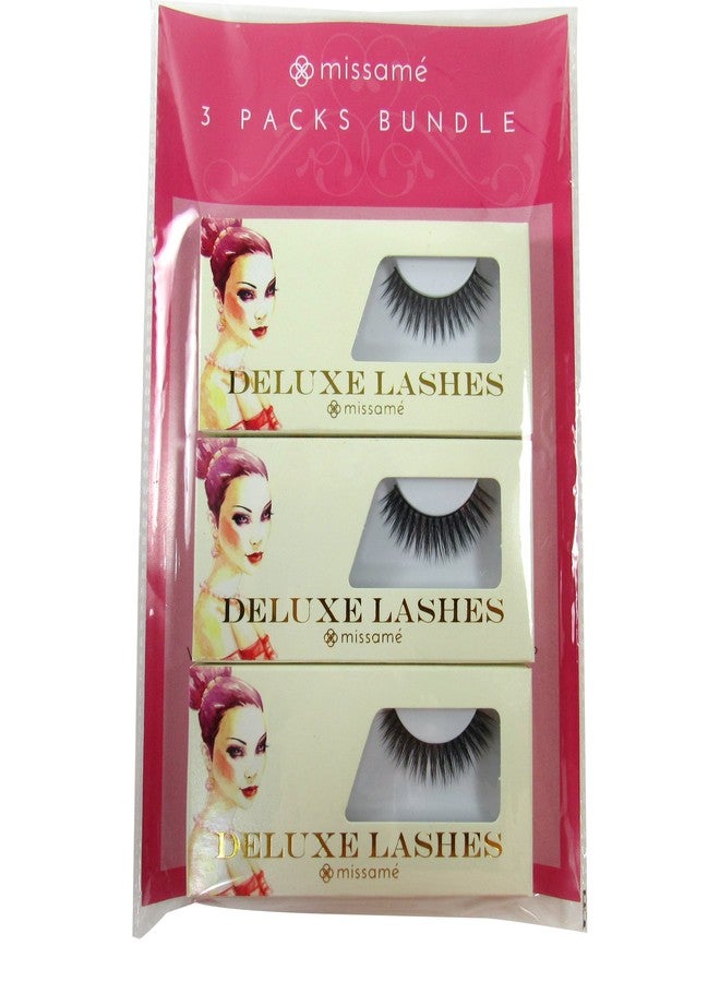 Missamé SULTRY Deluxe Beauty False Eyelashes Set Handmade with Premium Synthetic Fibers, Black, 3 Pairs - Image 1