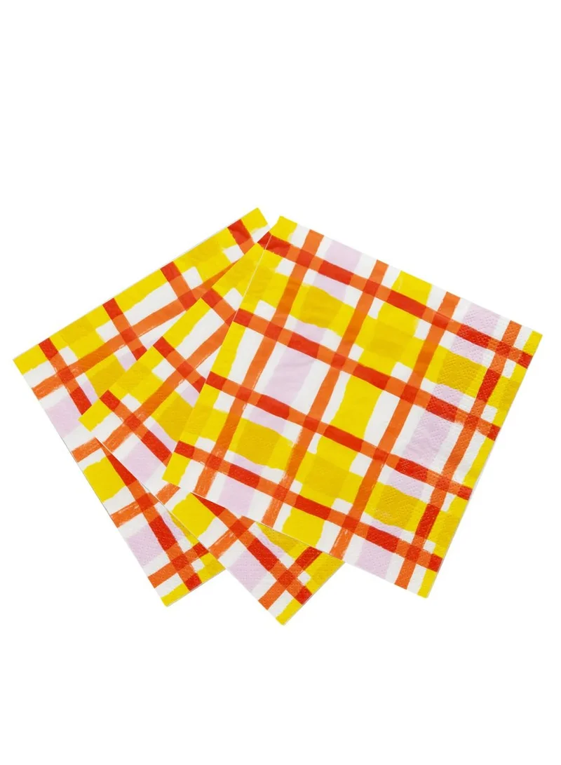 Talking Tables Orange & Yellow Gingham Paper Napkins - 20 Pack