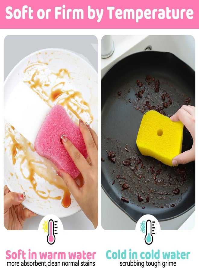 kickleen 4 Pack Kickleen Scrub Color Sponge with Suction Hanger,Non-Scratch, Multipurpose Dish Cleaning Temperature Controlled Sponge for Kitchen, Bathroom (Mix Color) - Image 4