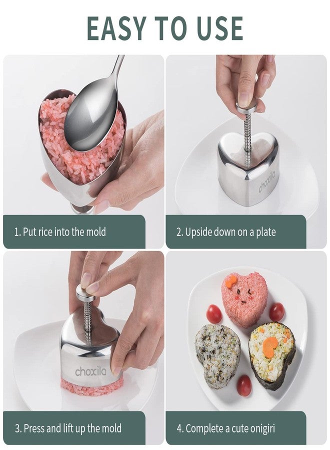 تشوكسيلا قالب أونيغيري وموسوبي سبام على شكل قلب - قالب كرات أرز من الفولاذ المقاوم للصدأ - هدايا عيد الحب للأطفال - Image 3