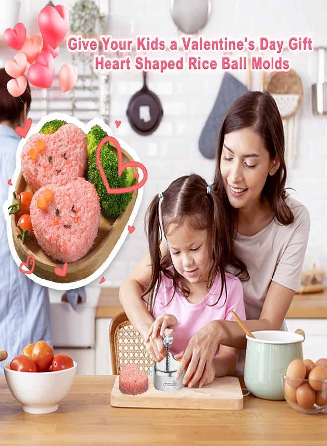 تشوكسيلا قالب أونيغيري وموسوبي سبام على شكل قلب - قالب كرات أرز من الفولاذ المقاوم للصدأ - هدايا عيد الحب للأطفال - Image 2