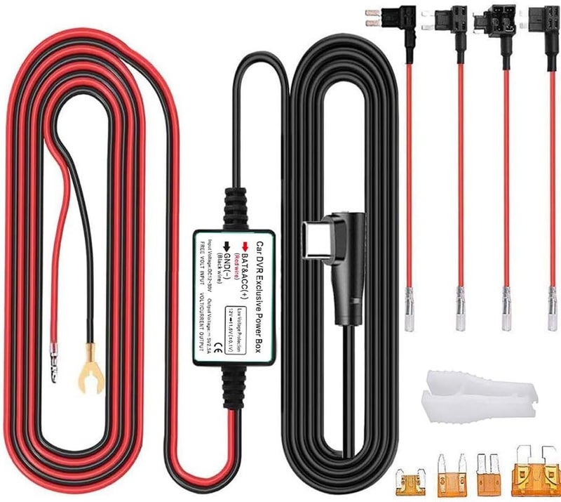 Gebildet Dash Cam Hardwire Kit, Type-C USB 12V-24V to 5V with Low Voltage Protection, 13Ft/320Cm Charger - Image 1