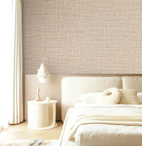Guvana Grasscloth Peel and Stick Wallpaper Beige Textured Contact Paper Modern Removable Self Adhesive Wall Paper Thicken Fabric Faux Linen Wallpaper for Bathroom Living Room Cabinets 78.7inx15.7in - Image 4