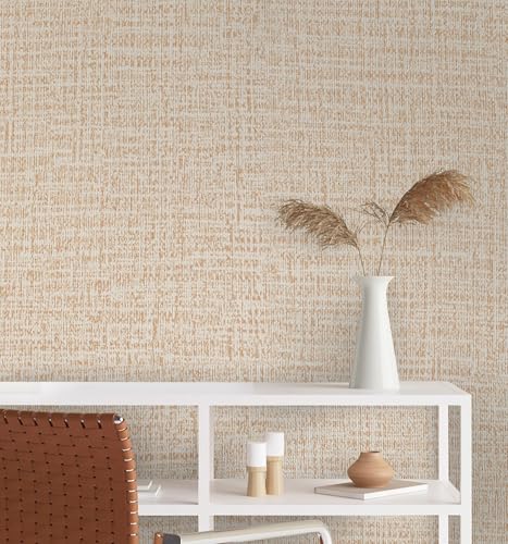 Guvana Grasscloth Peel and Stick Wallpaper Beige Textured Contact Paper Modern Removable Self Adhesive Wall Paper Thicken Fabric Faux Linen Wallpaper for Bathroom Living Room Cabinets 78.7inx15.7in - Image 3
