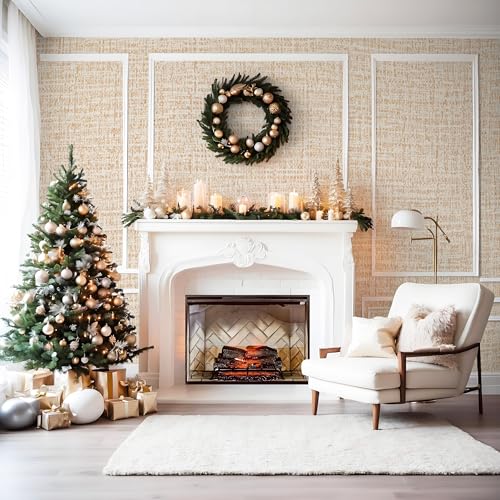 Guvana Grasscloth Peel and Stick Wallpaper Beige Textured Contact Paper Modern Removable Self Adhesive Wall Paper Thicken Fabric Faux Linen Wallpaper for Bathroom Living Room Cabinets 78.7inx15.7in - Image 5