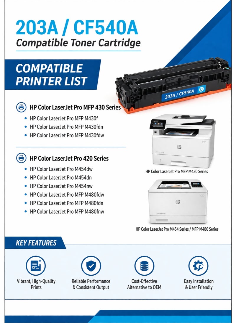 مالتي كلر خرطوشة حبر متوافقة HP 203A CF543A ماجنتا – حبر ليزر عالي الجودة - Image 3