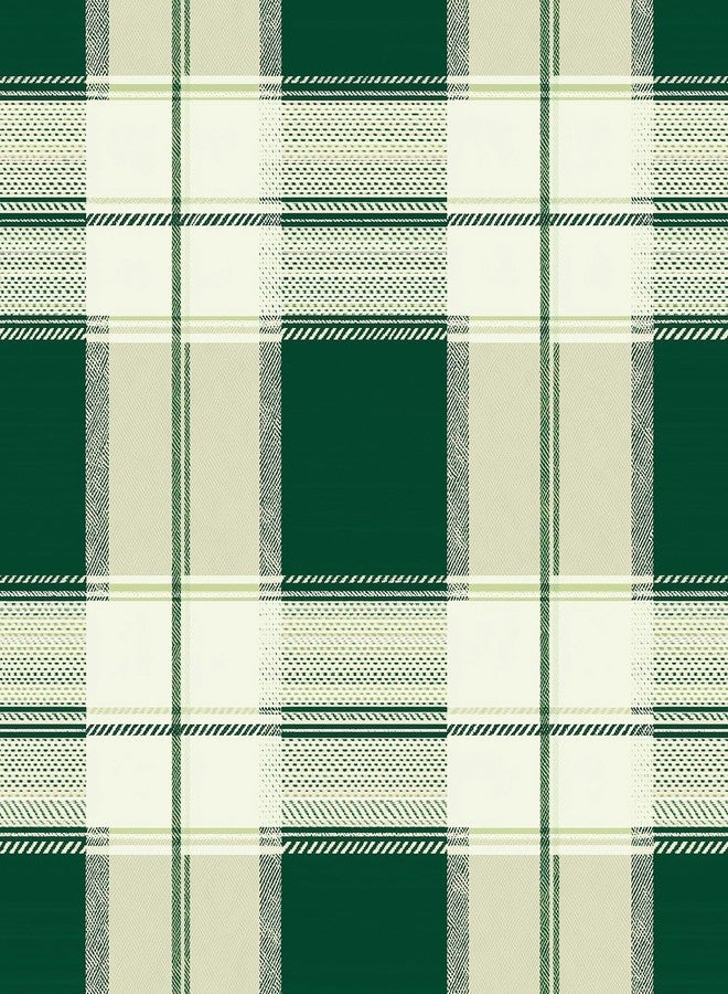 ReWallpaper ورق حائط ReWallpaper منقوش بنقشة تارتان عتيقة، قابل للإزالة واللصق، مقاوم للماء، منقوش باللون الأخضر، مناسب لغرف المعيشة والحمامات والمكتب وديكورات العطلات، مقاس 17.5 بوصة × 23 قدمًا - Image 1