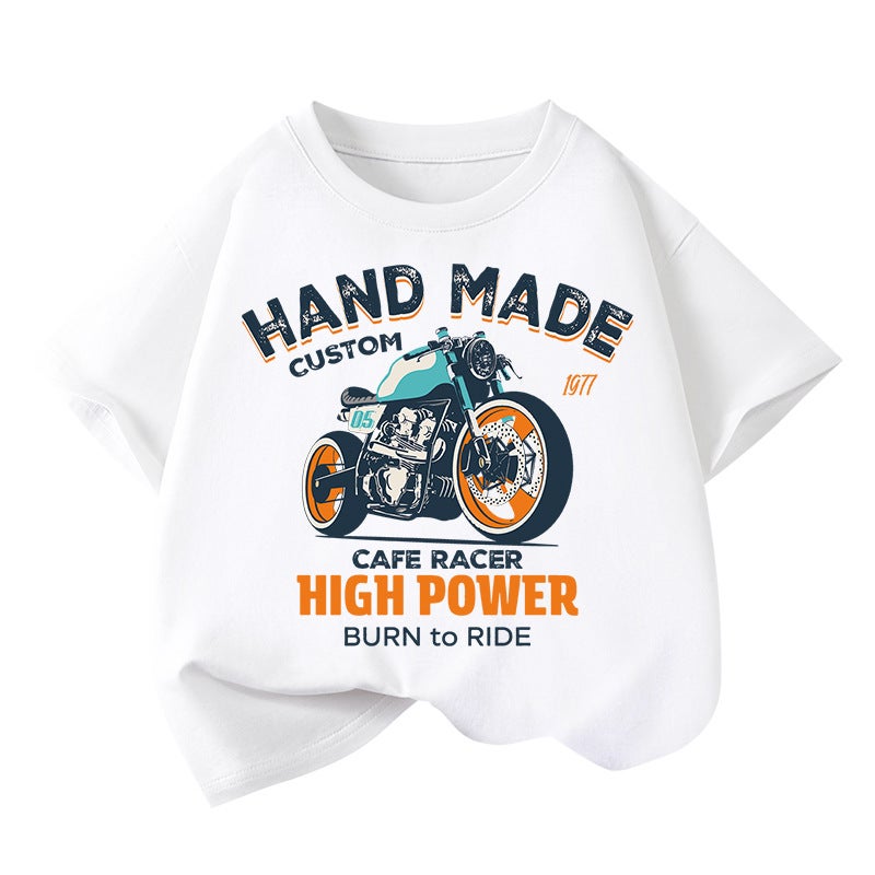 Boys' Short-Sleeved T-Shirt Pure Cotton White Bottoming Shirt Summer Clothes Kidsren'S Style Clothes Cartoon Tops Trbottomy - Image 1