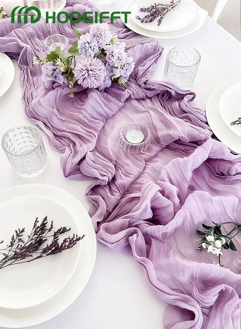 HOOGIFFT Crumpled Gauze Table Runner, Suitable For Wedding Decoration Holiday Party Reception Decoration,4M Cheesecloth Table Runner - Image 2